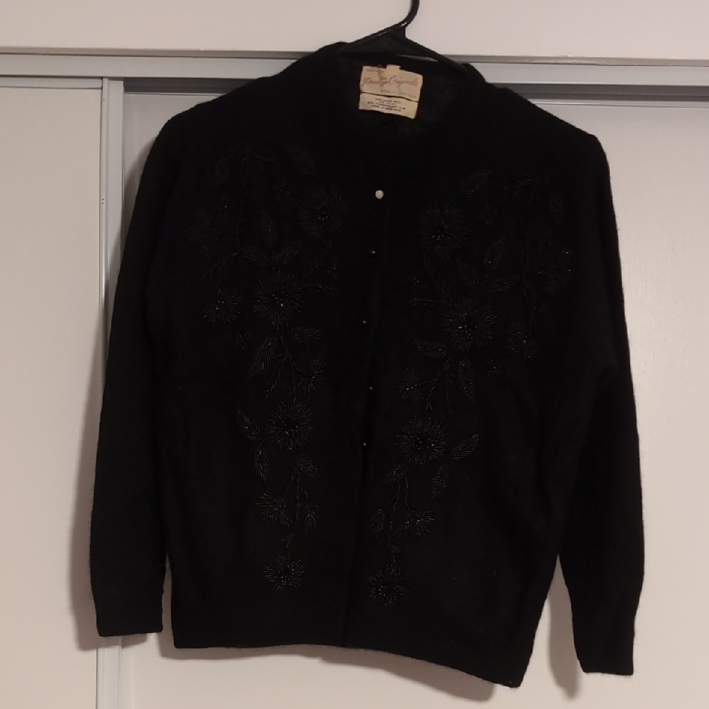 Vintage Prestige Originals elegant black women's sweater hand made In Hong Kong